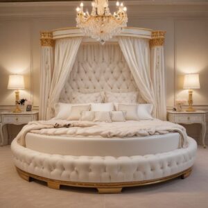 Chinioti Furniture Withte Goal Bedroom Bed-Set
