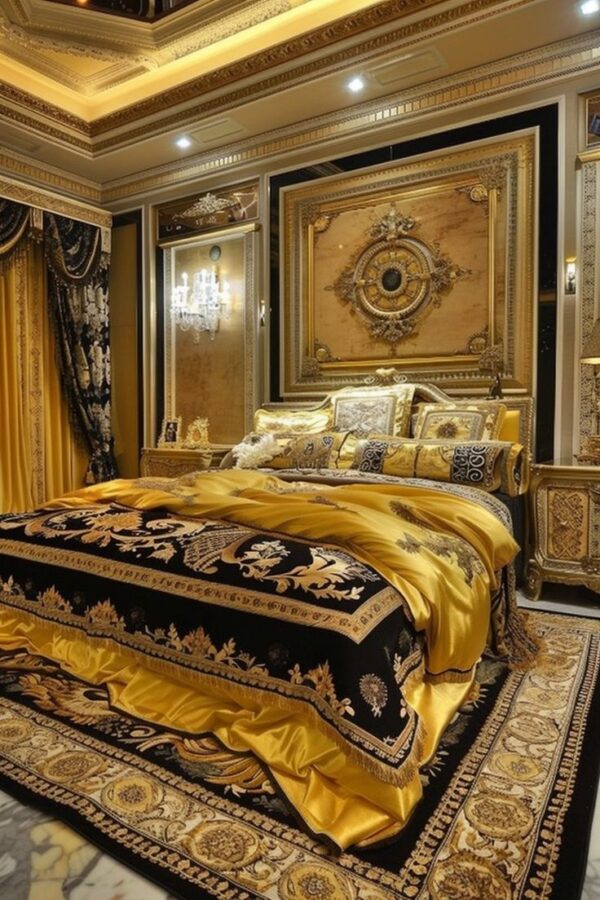 Chinioti Furniture Versace Bedroom Interior Design Bed-Set