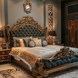 Chinioti Furniture Luxuryy Grey Bed-Set