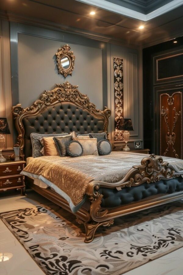 Chinioti Furniture Luxuryy Grey Bed-Set