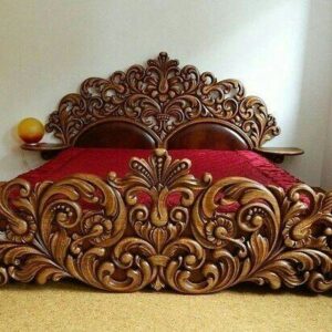 Chinioti Hand-Carved Wooden Bed