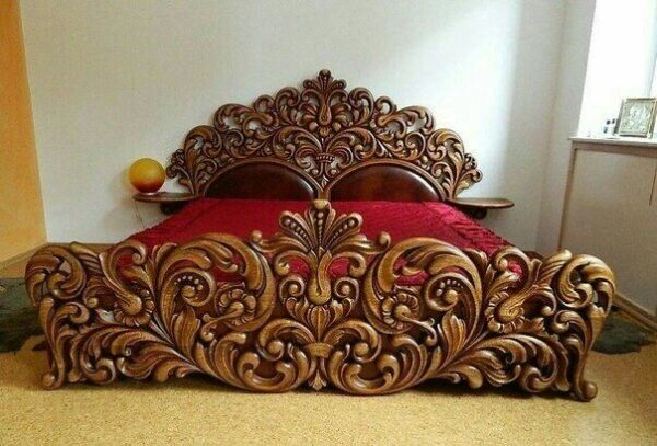 Chinioti Hand-Carved Wooden Bed