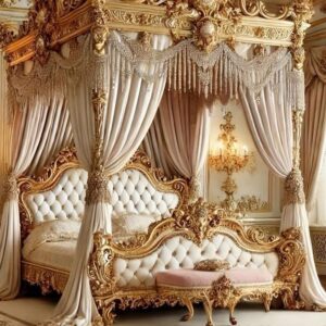 Tradational Master Bed in Gold