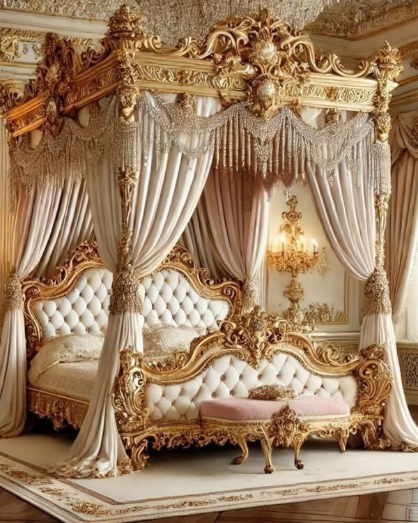 Tradational Master Bed in Gold