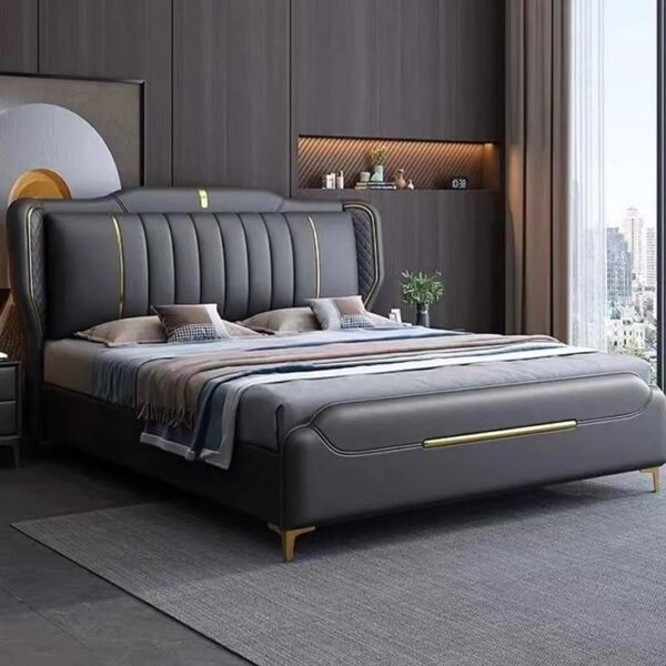 Chinioti Furniture Coustum Black And Grey Bed-Set