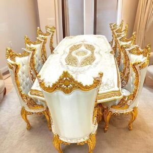 White Golden Dining Set